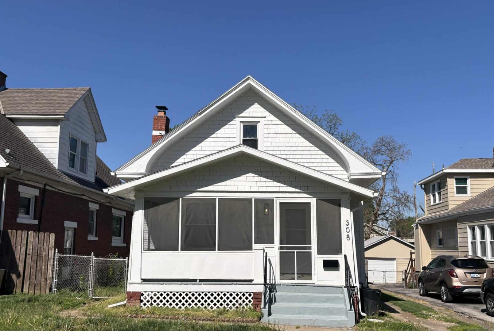 White bungalow house