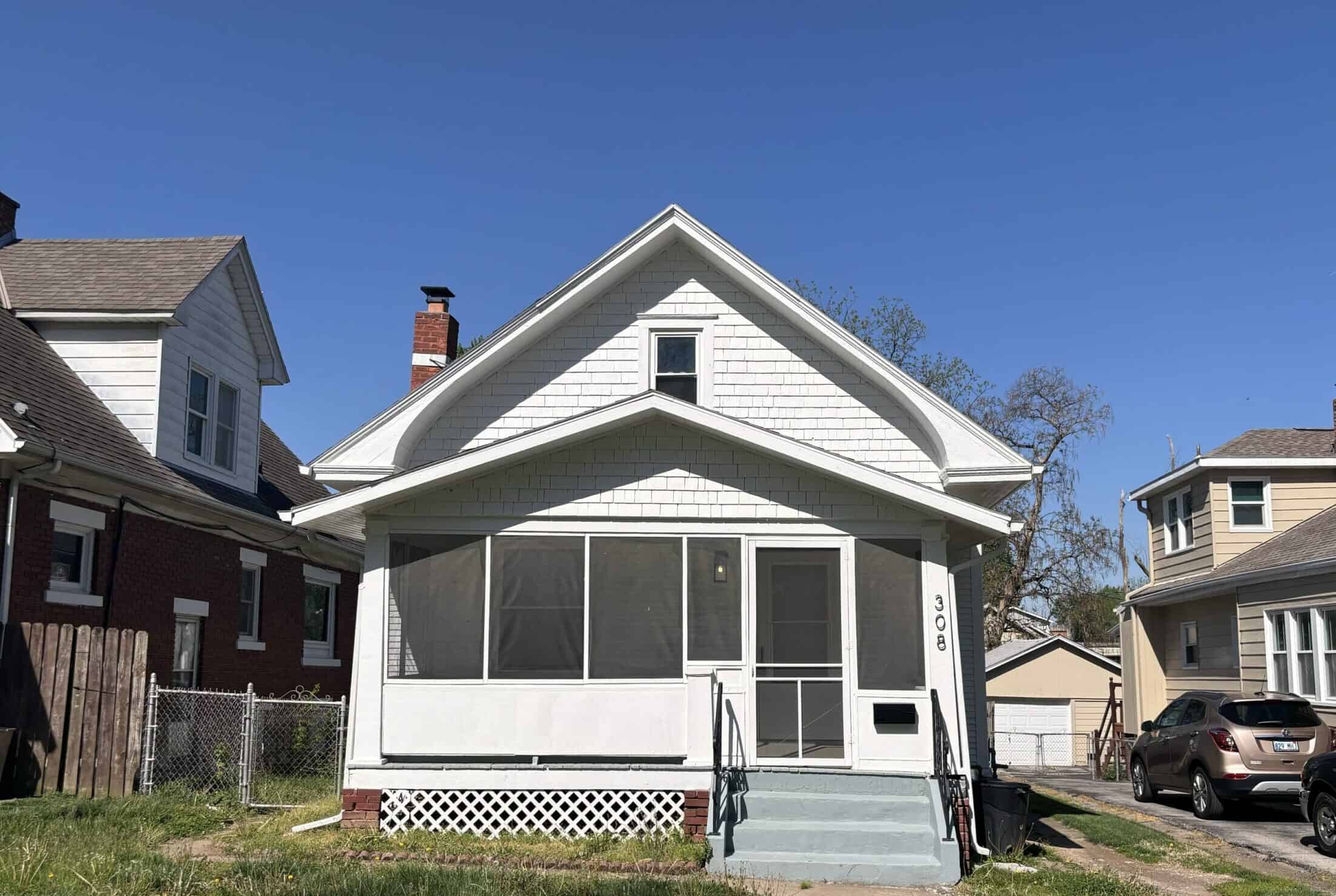 White bungalow house