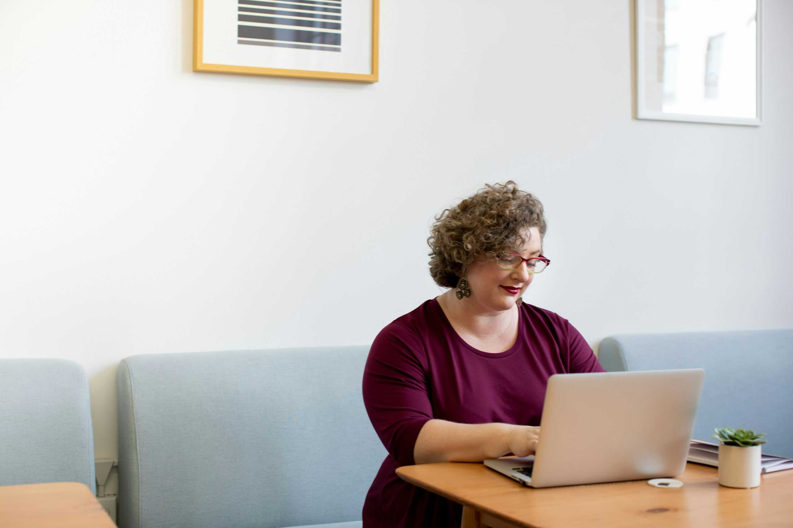 woman working on a computer
